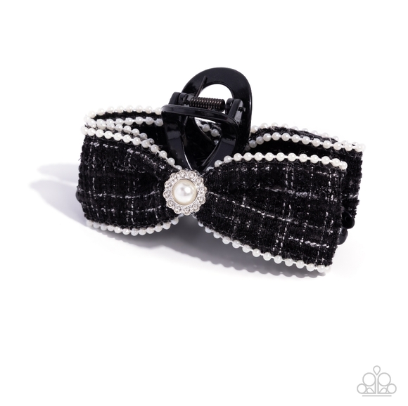 Accessories - Elegant Black Hair Clip with Pearl Accent